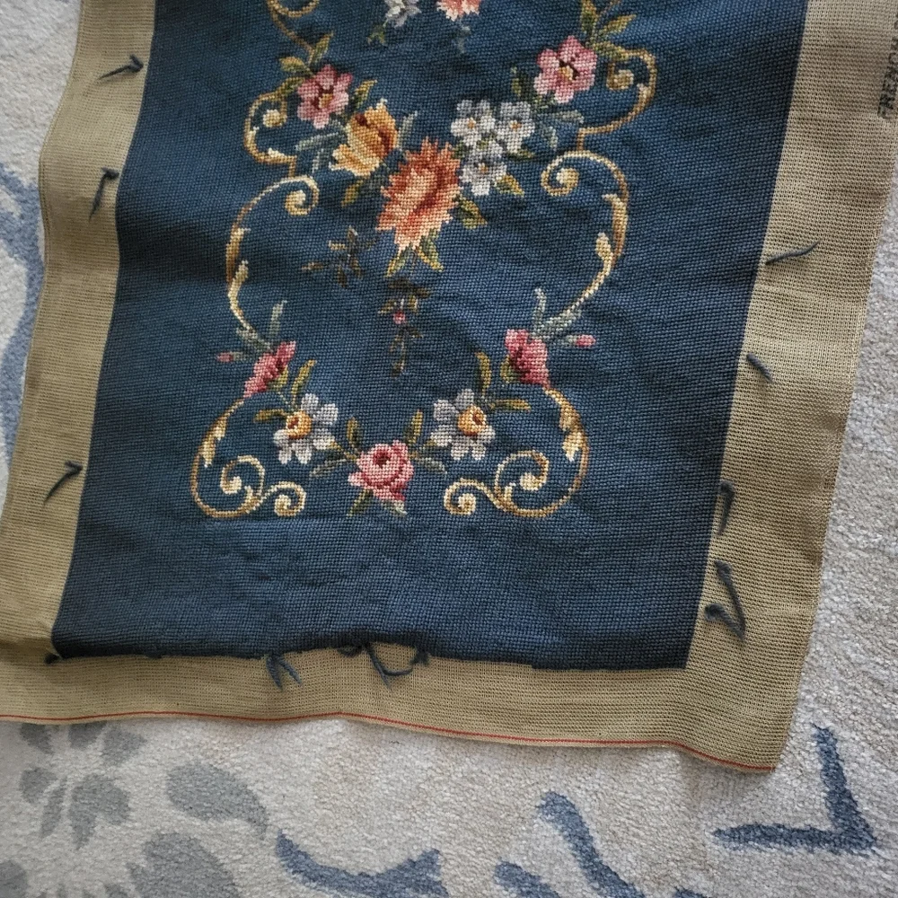 Antique 1921 French Needlepoint Tapestry - Louis XV Floral Design.
